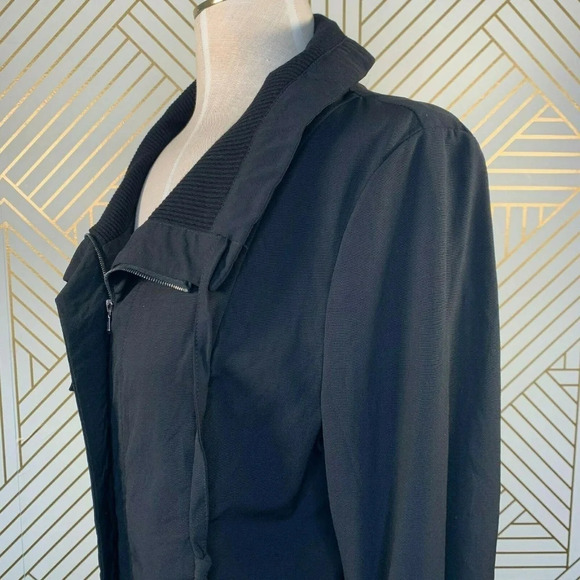 Annette Gortz Jacket Coat Zip Front Funnel Neck Moto‎ Black Size 36 US XS 4 6 - Picture 5 of 8